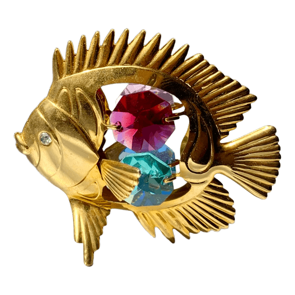 Gold-tone fish brooch