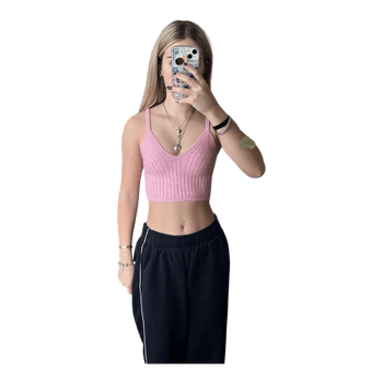 Pink ribbed crop top