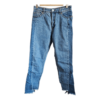 Monki light blue skinny/slim fit jeans W28 vintage Y2K high waist denim crop raw hem