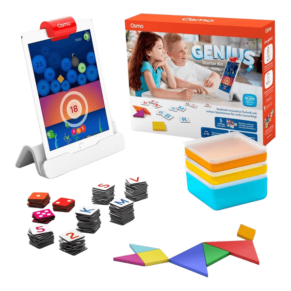 Osmo - Genius Starter Kit for iPad - 5 Educational Learning Games - Ages 6-10 - Math, Spelling, Creativity & More - STEM Toy (Osmo iPad Base Included)