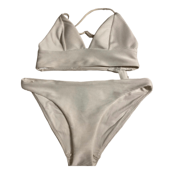 Hvid ribbet bikini