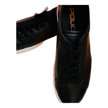 Black leather sneakers