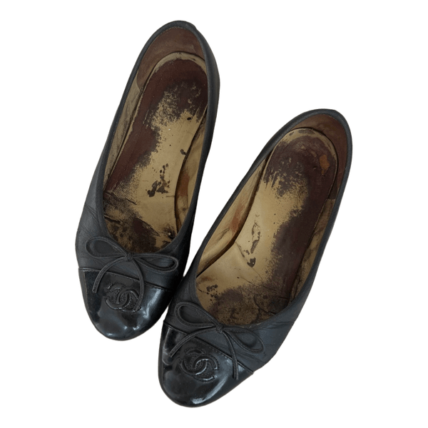 Sorte Chanel ballerina sko