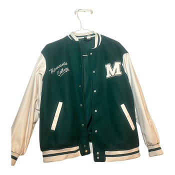 Green varsity jacket