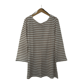 White and beige striped beach dress