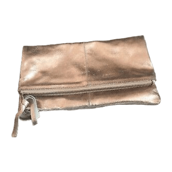 Pink leather clutch