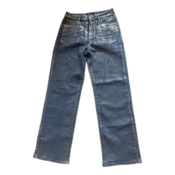 Blue metallic denim jeans