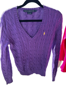 Violetti puuvillaneulepusero