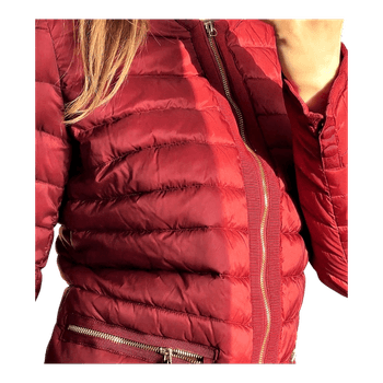Massimo dutti burgundy red quilted jacket with white duck down soft and lightweight jacket for spring women size xs/s