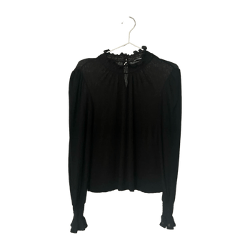 Black sheer mesh long sleeve top