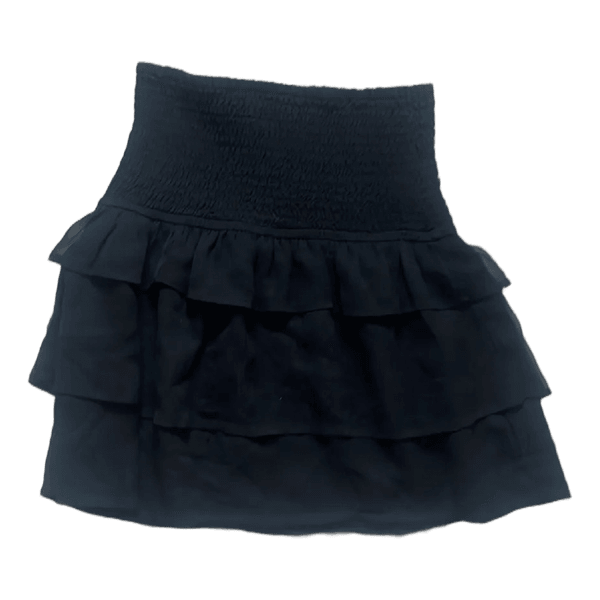 Black ruffle mini skirt