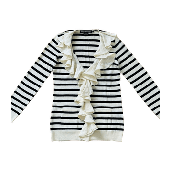 Ralph Lauren Striped Cardigan with Frills