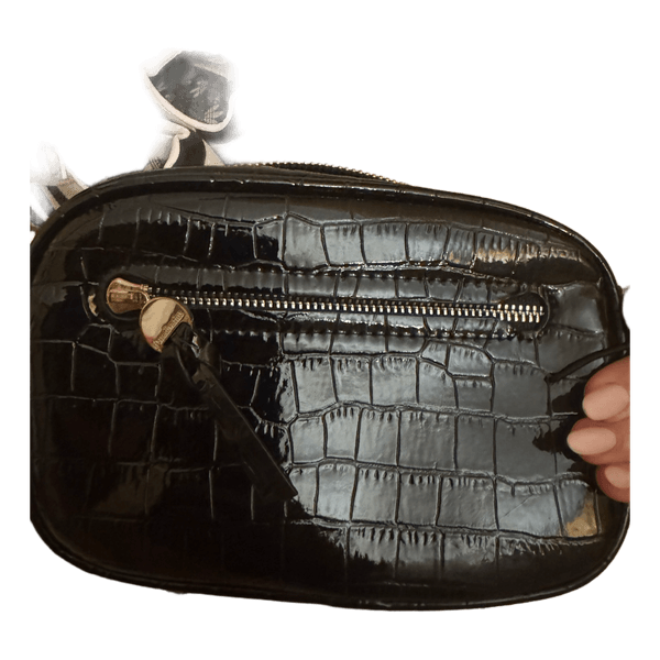 Black crocodile crossbody bag