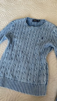 Blue cable knit sweater