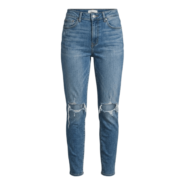 Blue ripped straight jeans