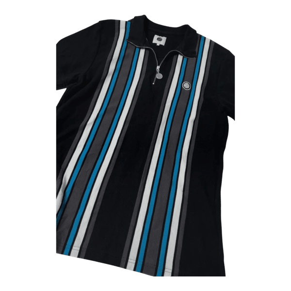 Pretty green Black striped zip spring polo men’s size M