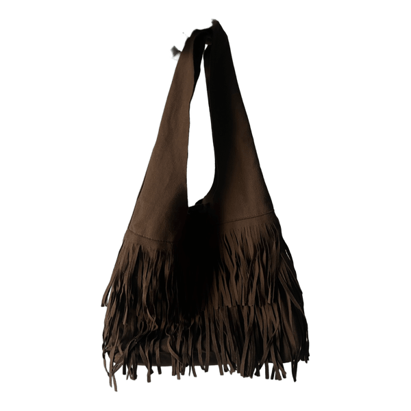 Brown fringe shoulder bag