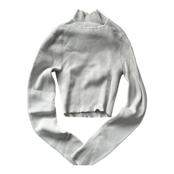White ribbed mockneck top
