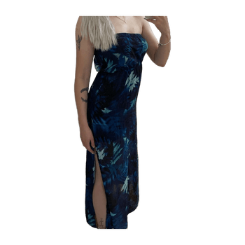 Sininen kuviollinen maxi mekko – S