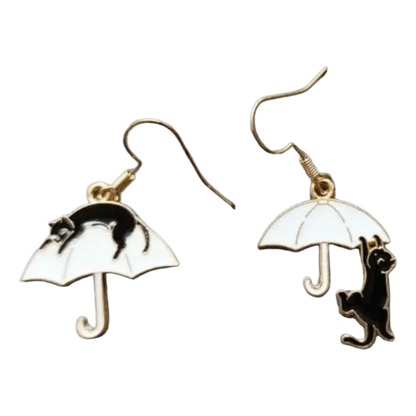 Cat umbrella drop earrings