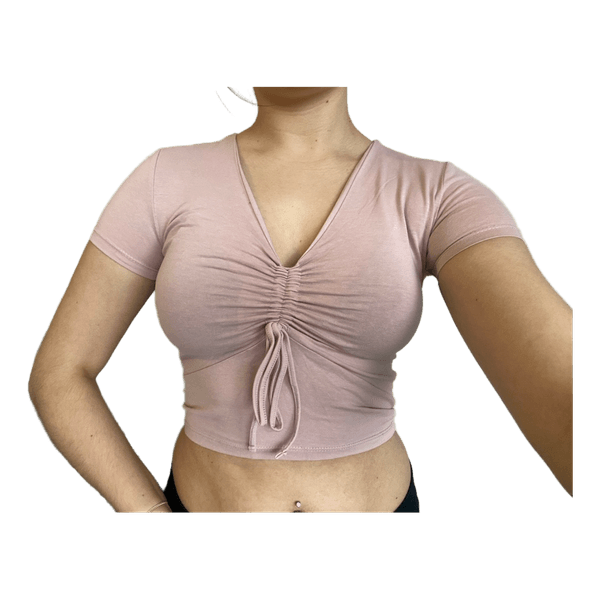 Pink ruched crop top
