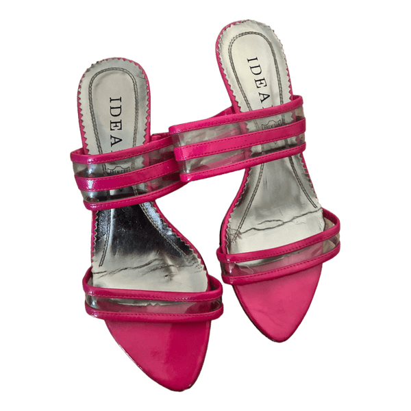 Pink sandaler med kilehæl