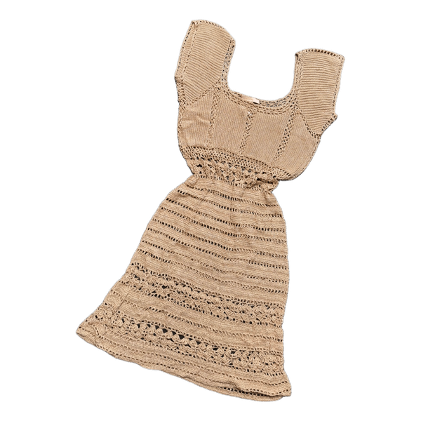 Beige crochet mini dress