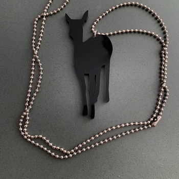 Black deer pendant necklace