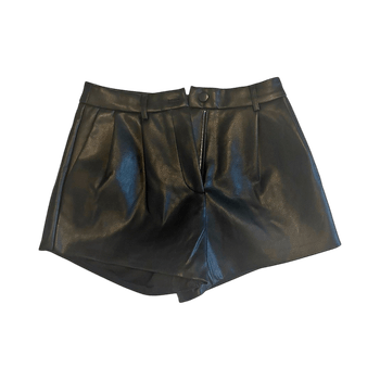 Black faux leather shorts