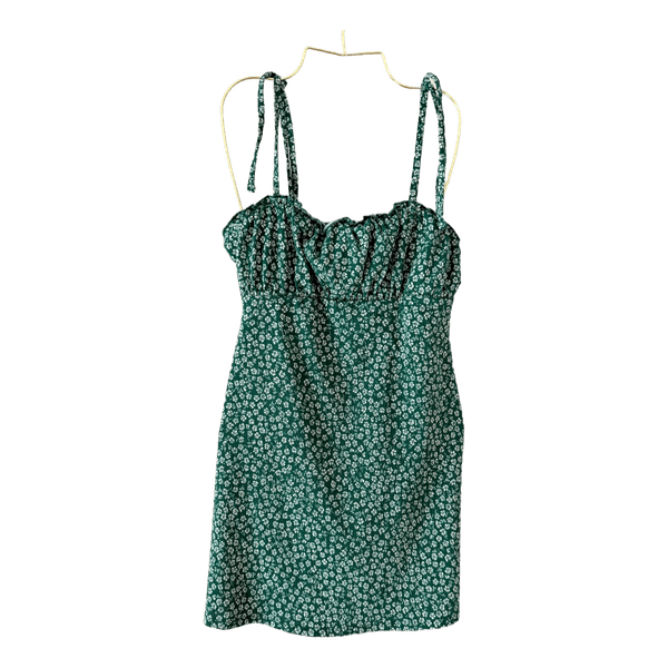 Green floral mini dress
