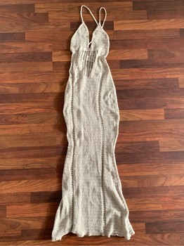 Beige crochet maxi dress