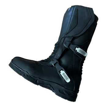 Black leather motorcycle boots