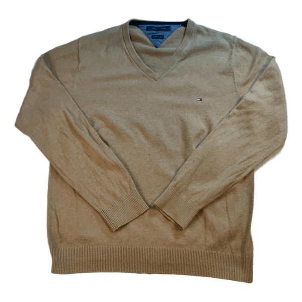 Tommy Hilfiger V-aukkoinen Neule - Ruskea - Puuvilla-Kashmir - M