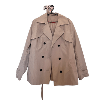 Beige double-breasted trench coat