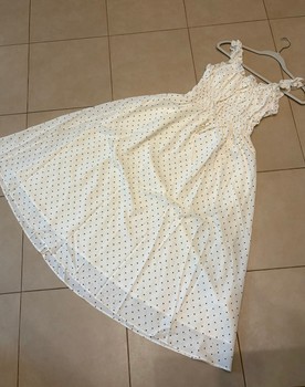 White Polka Dot long dress size S