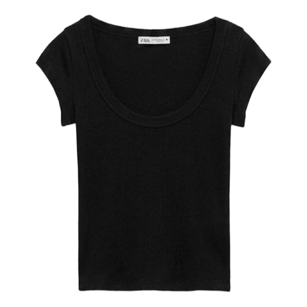 Sort t-shirt med rund hals