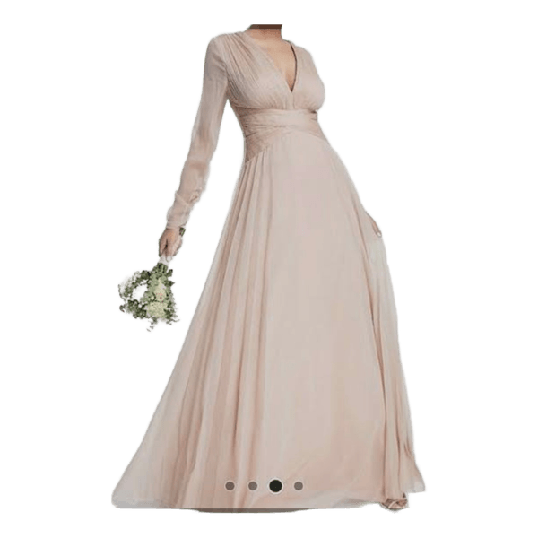 Beige pleated maxi dress
