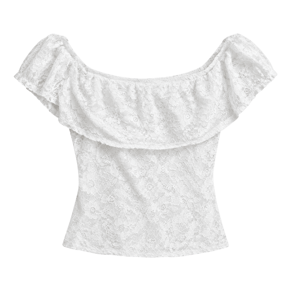 Vit off shoulder spetstopp