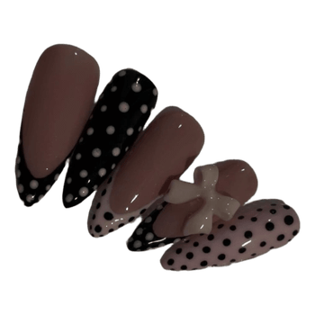 Polka dot bow press-on nails