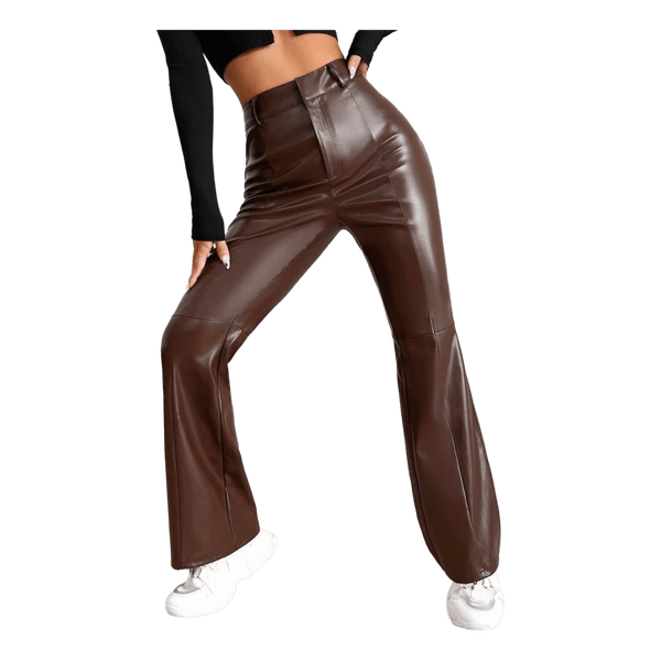 High Waist faux Leather Flare Leg Pants