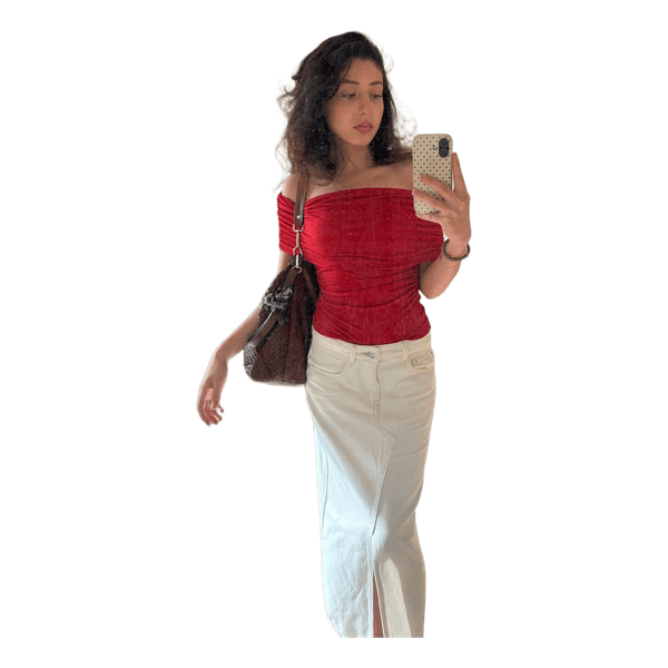 Red off shoulder top