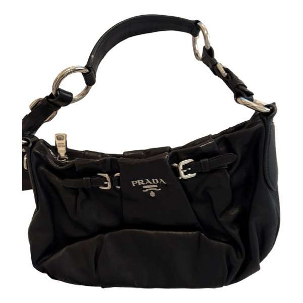 Black leather shoulder bag