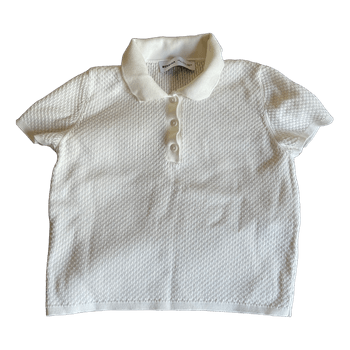 White knit polo shirt