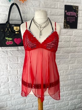 Red lace mesh chemise ❤️
