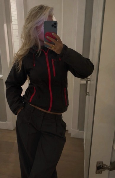 Black hooded softshell jacket