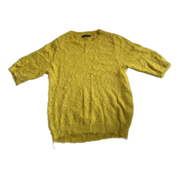 Yellow fuzzy short sleeve sweater