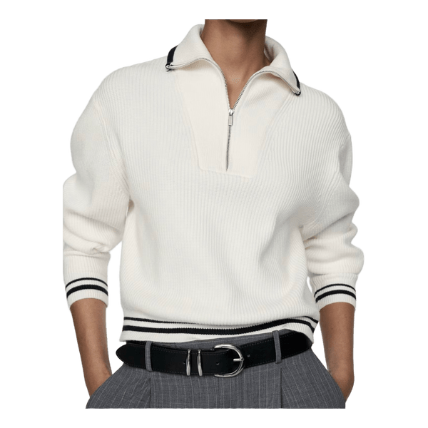 White zip sweater