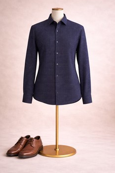 Navy patterned button shirt