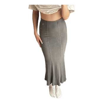 Grey ribbed maxi skirt