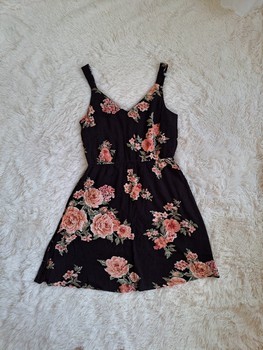 Black floral mini dress